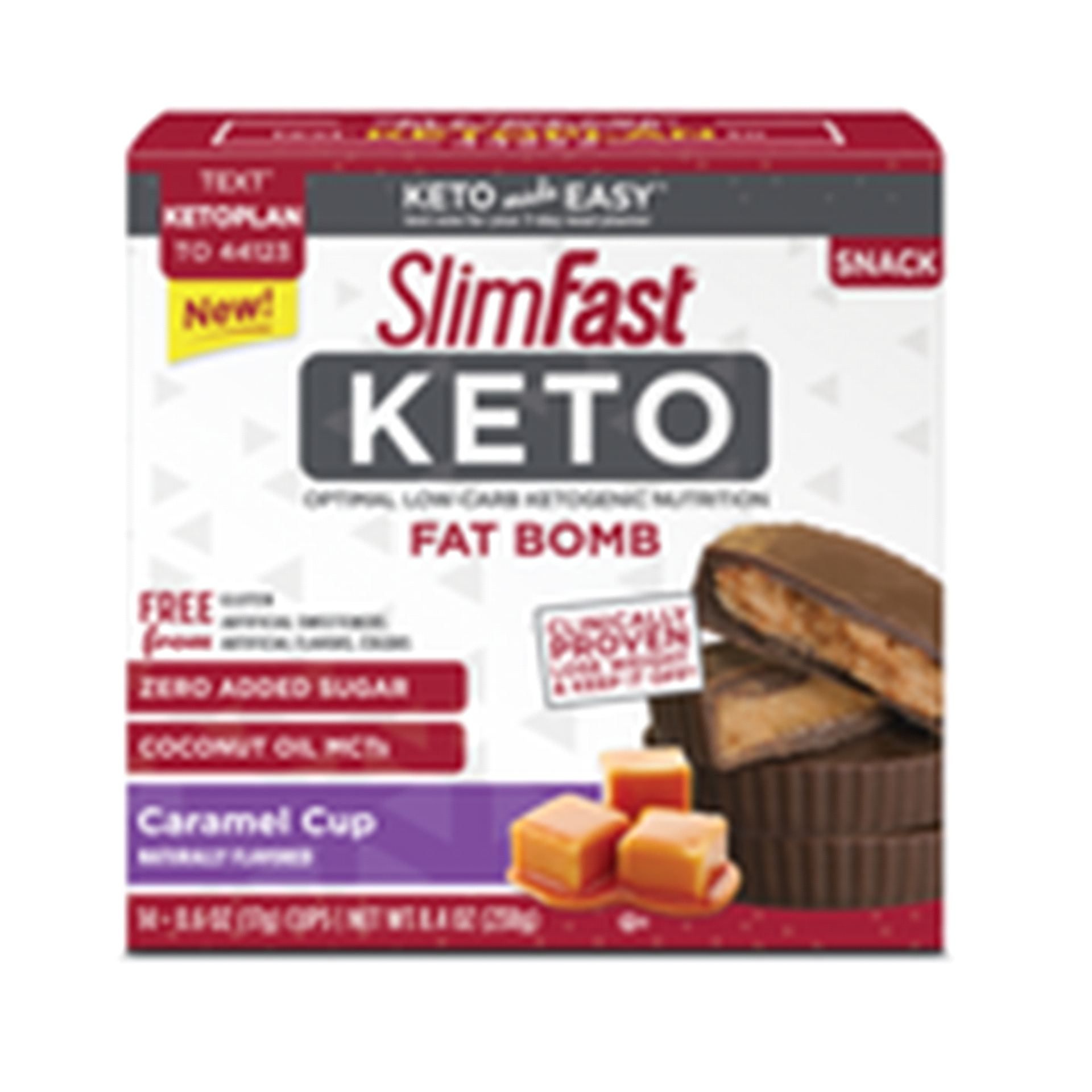 slide 1 of 1, SlimFast Keto Caramel Cup Fat Bombs, 14 ct; 0.6 oz