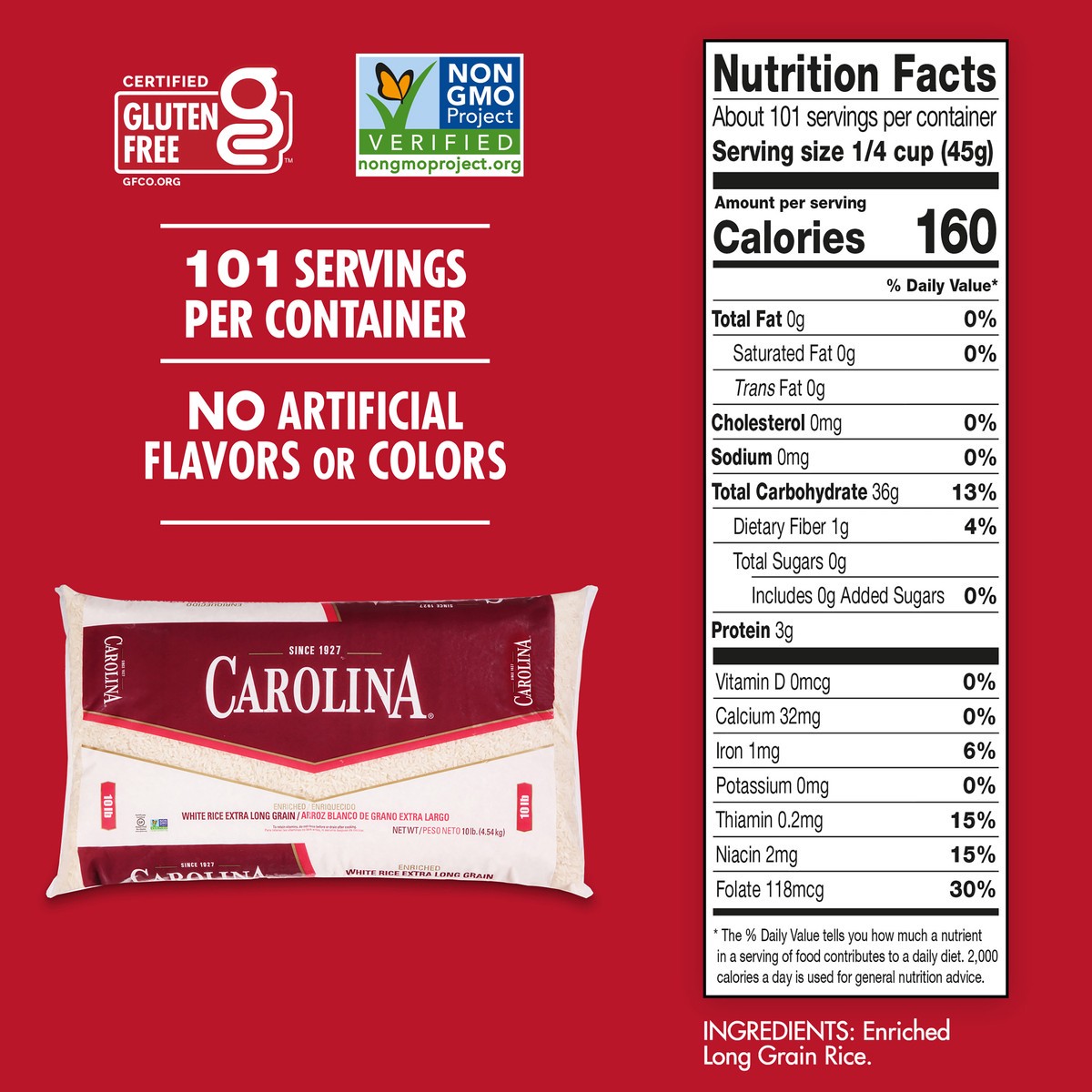 slide 4 of 5, Carolina White Rice, 10 lb