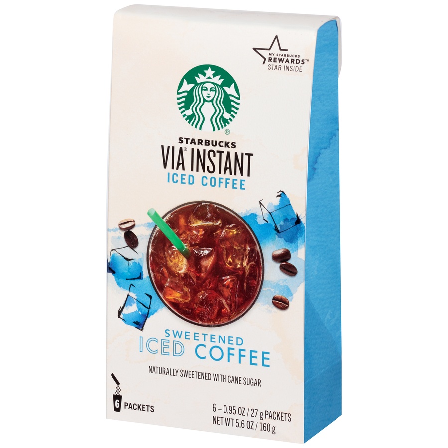 slide 3 of 8, Starbucks VIA Instant Coffee Medium Roast Packets, Sweetened Iced Coffee, 6 ct