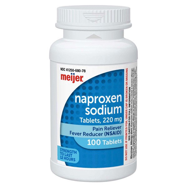 slide 8 of 29, Meijer Naproxen Sodium Tablets, Pain Reliever and Fever Reducer, All Day Pain Relief, 220 mg, 100 ct