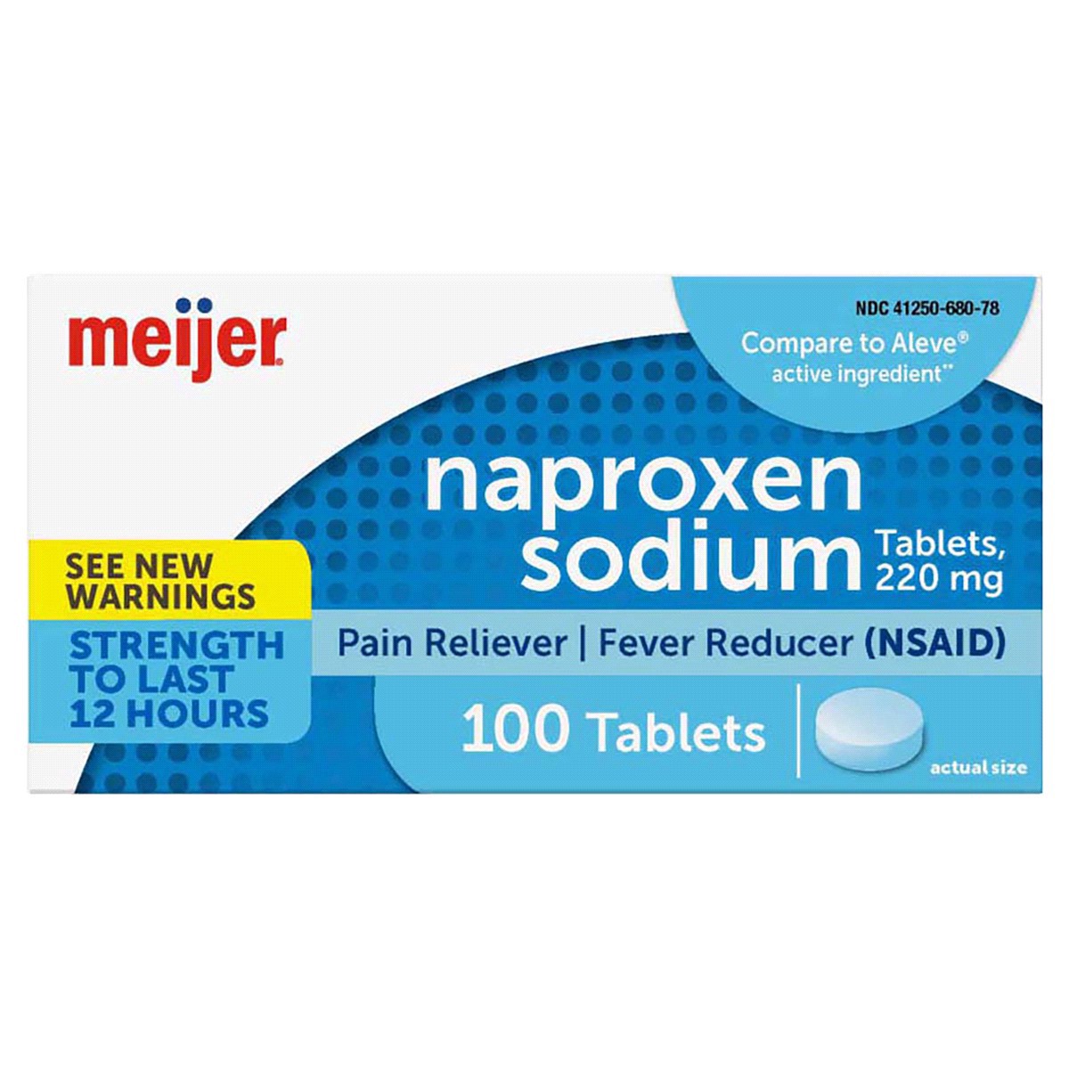 slide 1 of 29, Meijer Naproxen Sodium Tablets, Pain Reliever and Fever Reducer, All Day Pain Relief, 220 mg, 100 ct