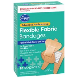 Kroger Advanced Antibacterial Flexible Assorted Sizes Fabric Bandages