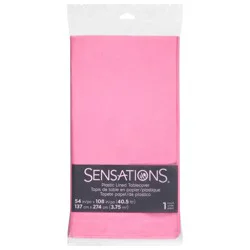 Sensations Candy Pink Plastic Lined Tablecover - 1 Each