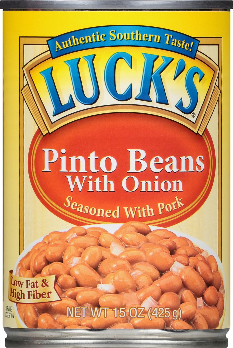 slide 3 of 13, Luck's Seasoned with Pork Pinto Beans with Onion 15 oz, 15 oz