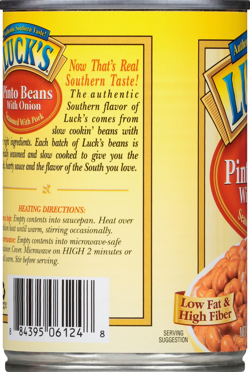 slide 7 of 13, Luck's Seasoned with Pork Pinto Beans with Onion 15 oz, 15 oz