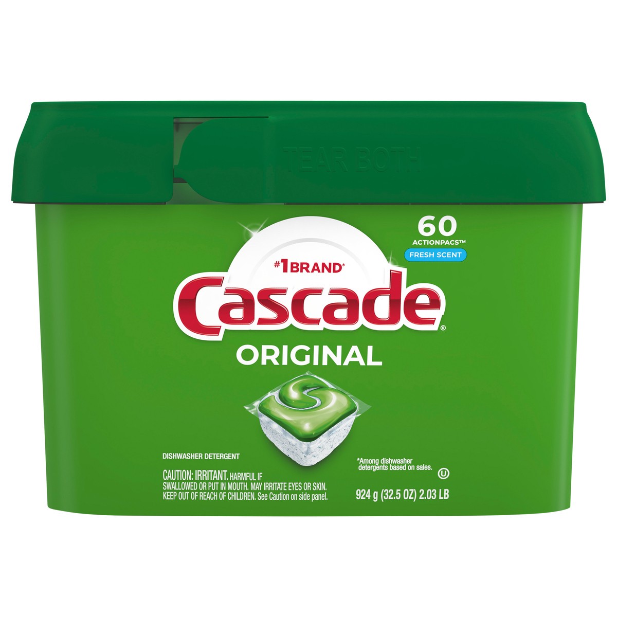 slide 1 of 3, Cascade ActionPacs Dishwasher Detergent, Fresh Scent, 60 ct