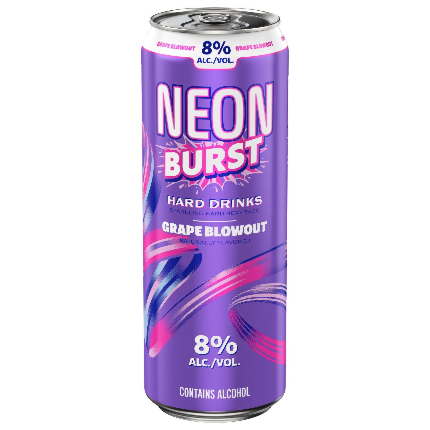 Neon Burst Hard Beverage Grape Blowout Flavor Single Can 8% Alcohol 25 ...