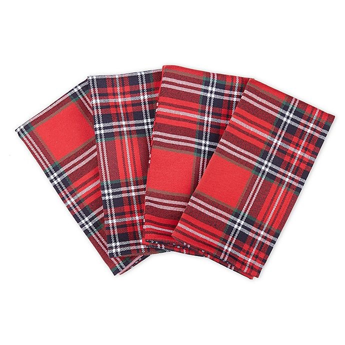 slide 1 of 4, Winter Wonderland Marydel Plaid Napkins, 4 ct