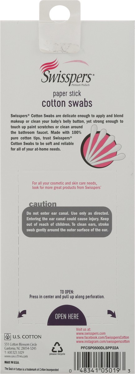 slide 7 of 9, Swisspers Cotton Swabs 500 ea, 500 ct