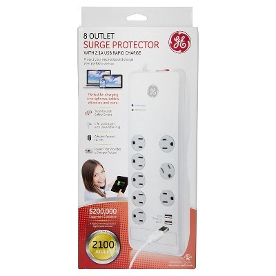 slide 1 of 1, GE 8 Outlet Surge Protector, 1 ct