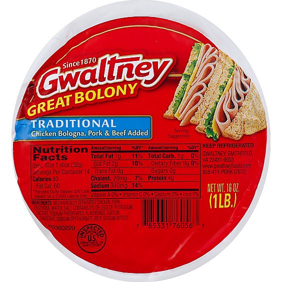 slide 1 of 1, Gwaltney Meat Bologna - 16 Oz, 16 oz
