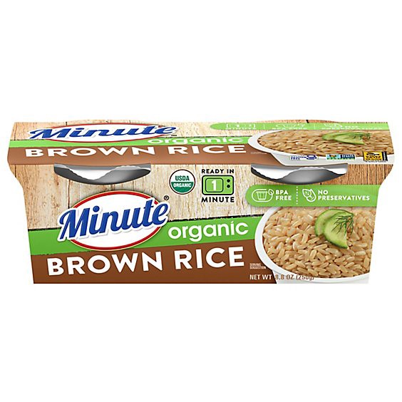 slide 1 of 6, Minute Ready To Serve Organic Brown Rice - 2-4.4 Oz, 2 ct; 4.4 oz