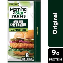 Morningstar Farms Chikn Patties Original Vegan Plant Based Protein 8 Count - 20 Oz