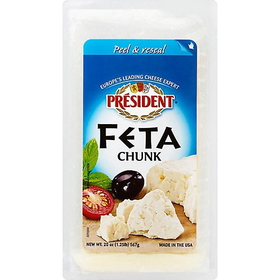 slide 1 of 1, President Feta Chunk Cheese - 20 Oz, 20 oz