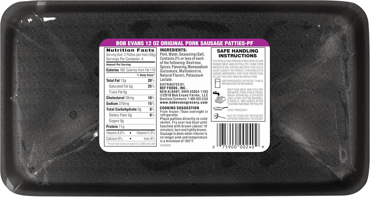 slide 9 of 12, Bob Evans Breakfast Sausage Patty - 12 Oz, 12 oz