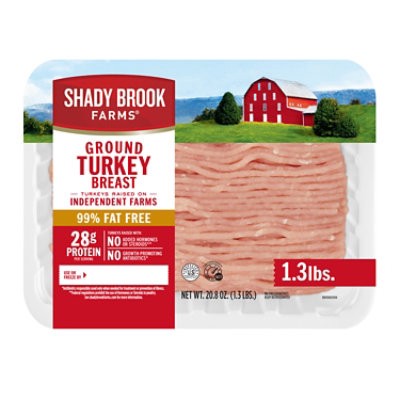 slide 1 of 1, Shady Brook Farms 99% Fat Free Ground Turkey Breast Tray - 1.3 Lb, 20.8 oz