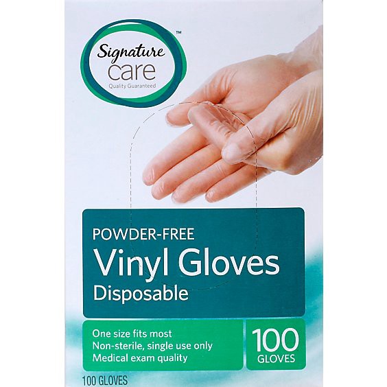 slide 1 of 1, Signature Select/care Vinyl Gloves One Size - 100 Ct, 100 ct