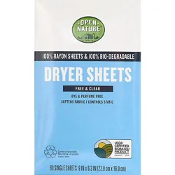 Open Nature Dryer Sheets Free & Clear - 80 Ct