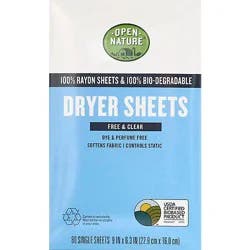 Open Nature Dryer Sheets Free & Clear - 80 Ct