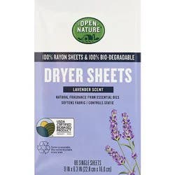 Open Nature Dryer Sheets Lavender - 80 Ct
