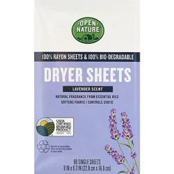 Open Nature Dryer Sheets Lavender - 80 Ct