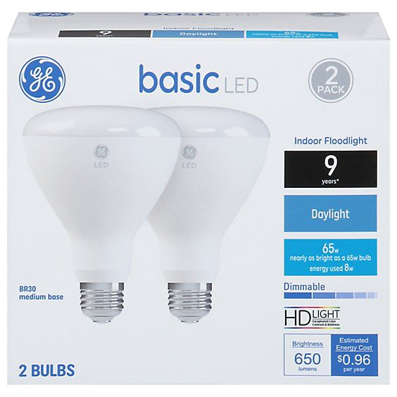 slide 1 of 1, Ge Led Basic R30 65w Eq Daylight 2ct - 2 Ct, 2 ct