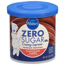 Pillsbury Zero Sugar Creamy Supreme Chocolate Fudge Flavored Premium Frosting - 15 Oz