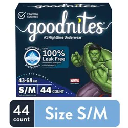 Goodnites Boys' Nighttime Bedwetting Underwear Size S/m (43-68 Lbs) - 44 Count