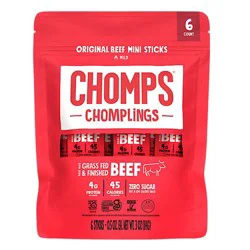 Chomplings Original Beef 5oz Snack Sticks 6 Ct - 3 Oz