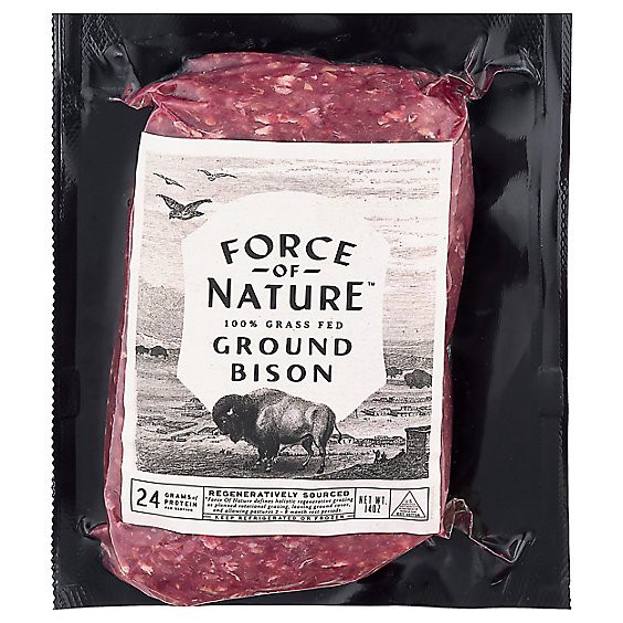 slide 1 of 1, Force Of Nature Ground Bison Grass Fed - 14 Oz, 14 oz