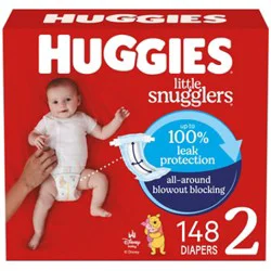 Huggies Little Snugglers Baby Diapers Size 2 (12-18 Lbs) - 148 Count