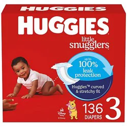 Huggies Little Snugglers Baby Diapers Size 3 (16-28 Lbs) - 136 Count