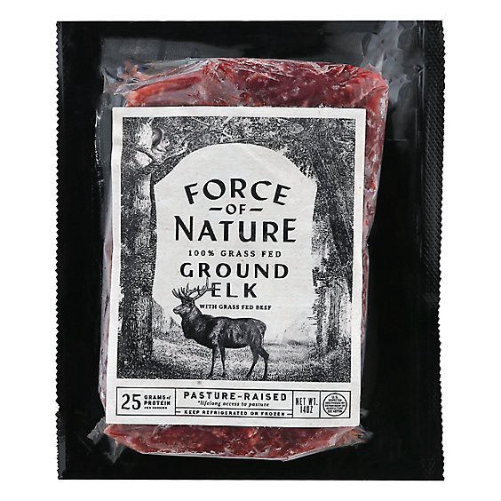 slide 1 of 1, Force Of Nature Elk Ground Brick Grass Fed - 14 Oz, 14 oz