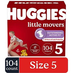 Huggies Little Movers Size 5 Baby Diapers - 104 Count