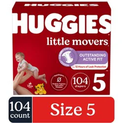 Huggies Little Movers Baby Diapers Size 5 (27+ Lbs) - 104 Count