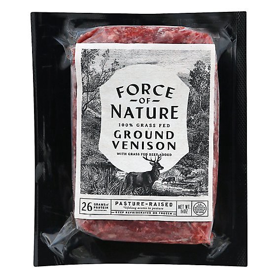 slide 1 of 1, Force Of Nature Ground Venison With Beef Grass Fed Brick - 14 Oz, 14 oz