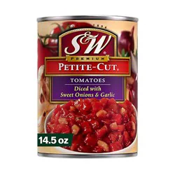 S&w Premium Petite-Cut Diced Tomatoes With Sweet Onions & Roasted Garlic - 14.5 Oz