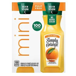 Simply Orange Pulp Free Juice Bottles Pack - 4-8 Fl. Oz.