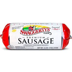 Swaggertys Farm All Natural Sausage Roll Hot - 12 Ct