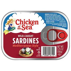 Chicken Of The Sea Sardines Mediterranean Style - 3.75 Oz