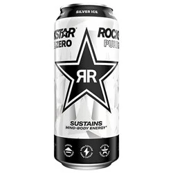 Rockstar Pure Zero Energy Drink Silver Ice Can - 16 Fz