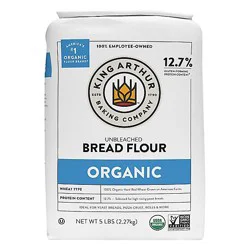 King Arthur 100% Organic Non-Gmo Project Verified No Preservatives Unbleached Bread Flour - 5 Lb