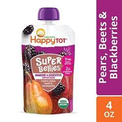 Happy Tot Organics Super Bellies Stage 4 Immune+digestive Support Pears Beets Blackberry - 4 Oz