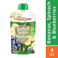 Happy Tot Organics Super Bellies Stage 4 Immune+digestive Support Bananas Spinach Blueberry - 4 Oz