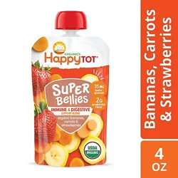 Happy Tot Organics Super Bellies Stage 4 Immune+digestive Support Bananas Carrots Strawberry - 4 Oz