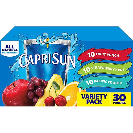 slide 1 of 8, Capri Sun Fruit Punch Strawberry Kiwi & Pacific Cooler Juice Drink - 30-6 Fl. Oz., 30 ct; 6 fl oz