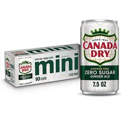 Canada Dry Zero Sugar Ginger Ale Soda Mini Cans - 10- 7.5 Fl. Oz.