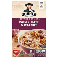 Quaker Instant Oatmeal Raisin, Date And Walnut - 8 Count