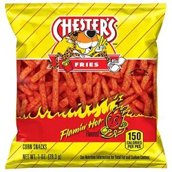 Chesters Fries Flamin Hot Corn & Potato Snacks Plastic Bag - 1 Oz