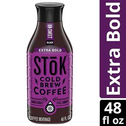 Stok Black Extra Bold Unsweet Cold Brew Dark Roast Iced Coffee - 48 Fl. Oz.